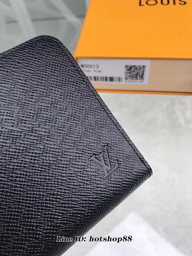 路易威登LV錢包 M30513 LV黑色十字紋牛皮長錢夾 LV大號拉鏈長錢包 xxlv2140